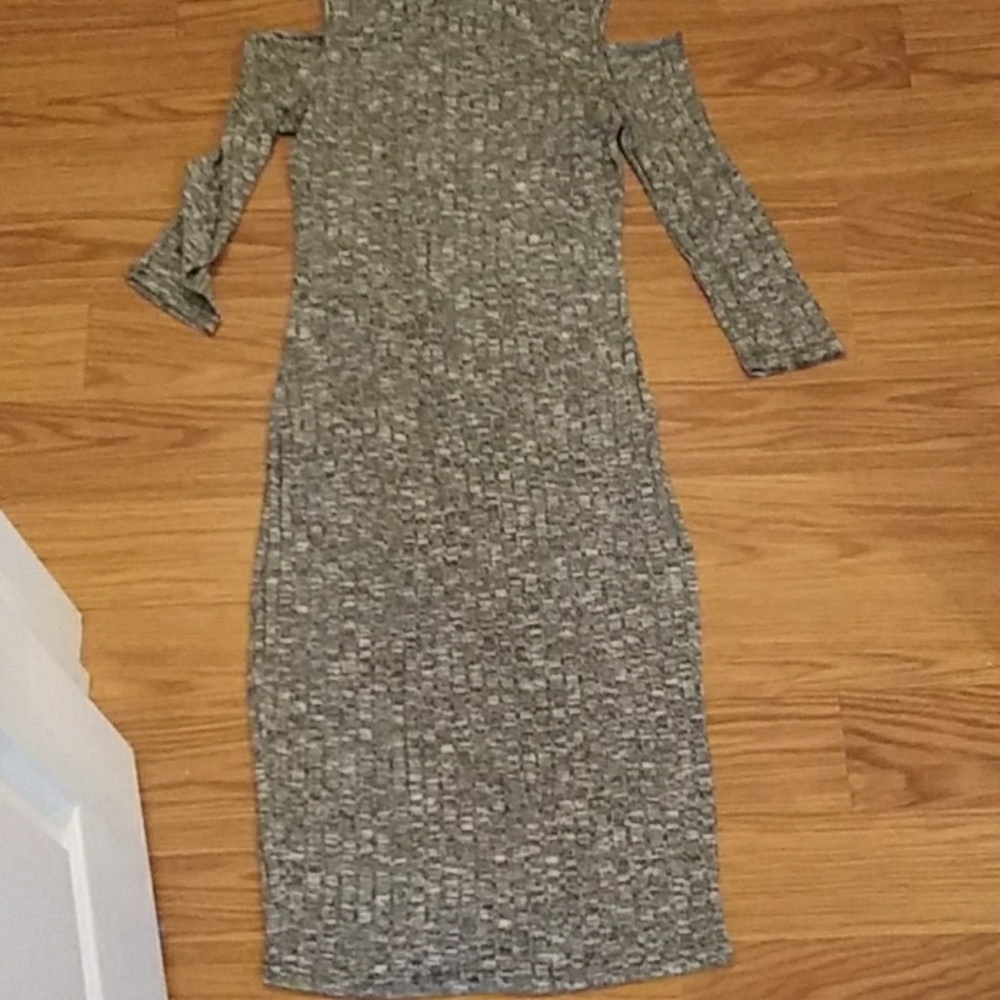 Grey cold shoulder sweater dress